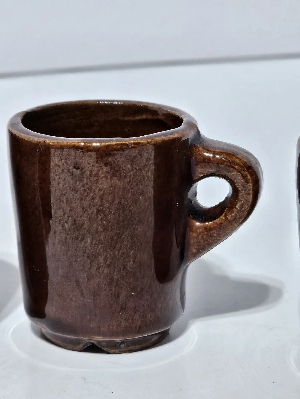 Vintage Mid-century Brown Glazed Ceramic Miniature Mug-style Shot Glasses 4